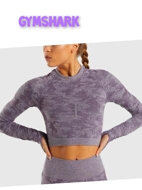Gymshark Purple Camo Long-Sleeve Crop Top
